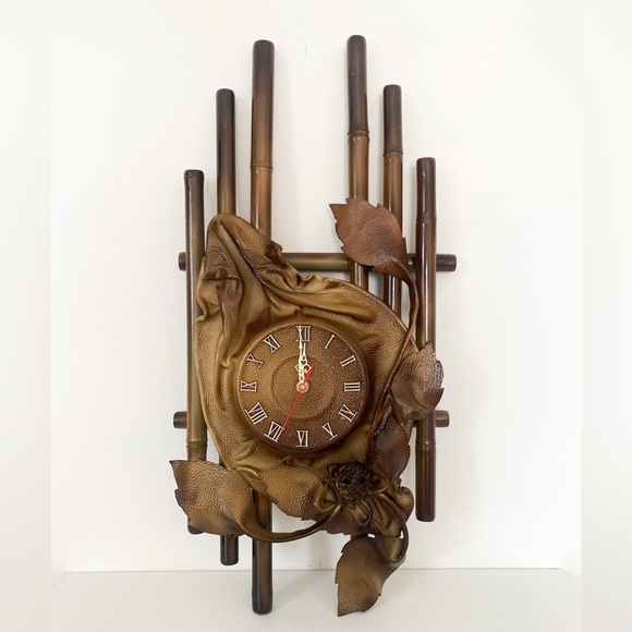 Vintage Genuine Leather Wall Clock – Hand Made in Poland – In Box, Brown - Picture 1 of 6